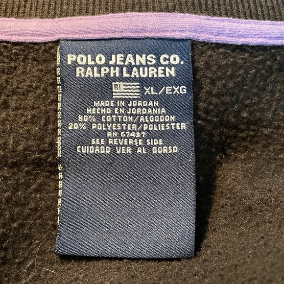 Polo Jeans Co Ralph Lauren Black Embroidered Logo Full‑Zip Cotton Sweatshirt XL - Picture 5 of 11